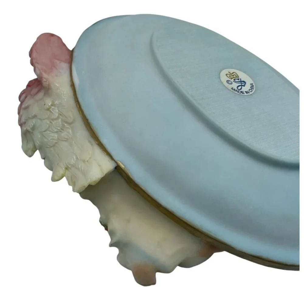 3D Guardian Angel Decorative Glass Plate Blue, Pink and Green Multi-Color